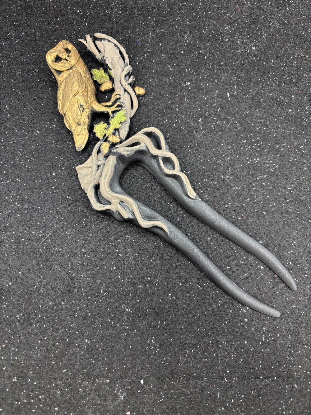 Owl Hair Fork | Woodland Owl Hair Stick - Picture 4 of 5
